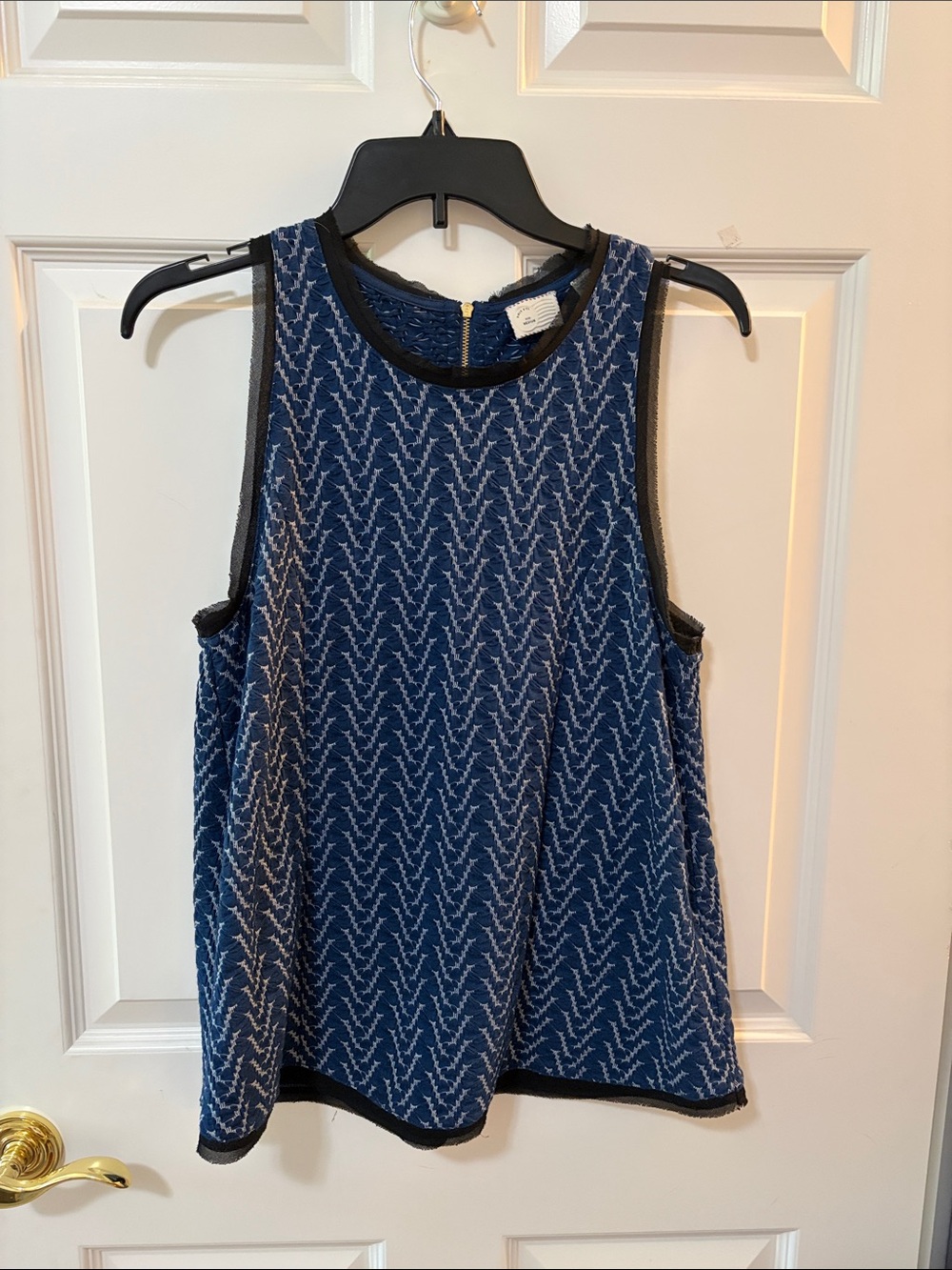 Anthropologie Navy & Black Patterned Sleeveless Tank